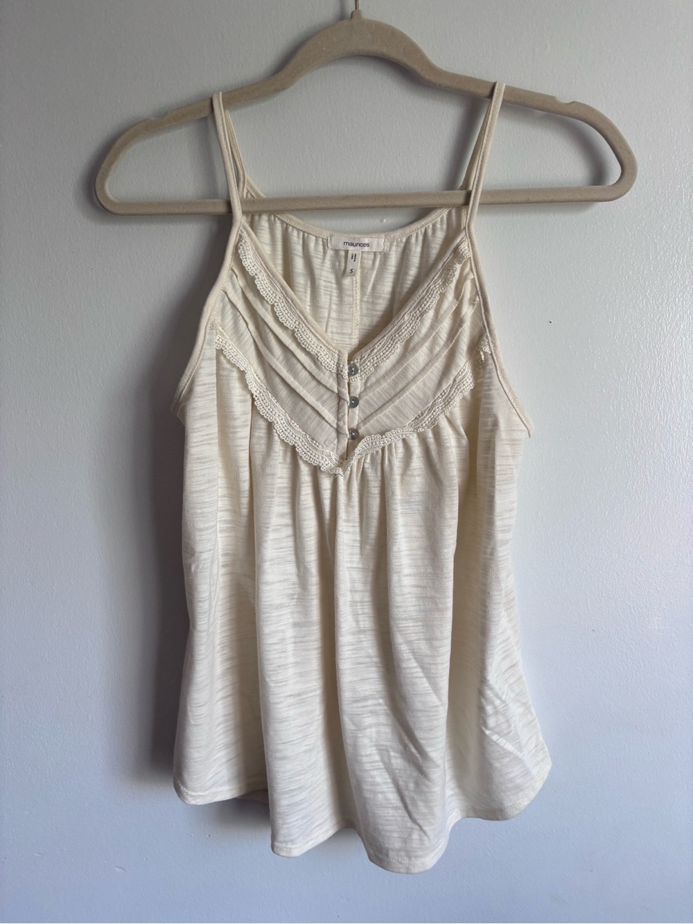 Maurices Cream Lace-Trim Spaghetti Strap Camisole tank size Small
